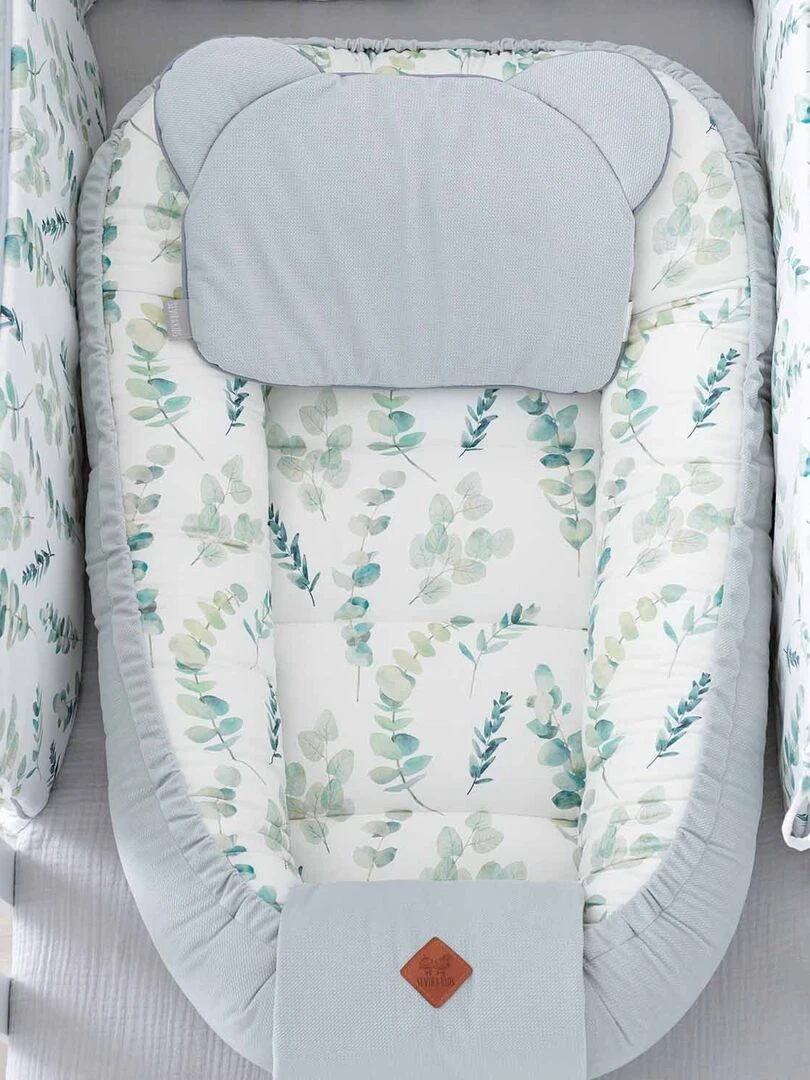 Oreiller coussin plat réversible   Eucalyptus   Gris