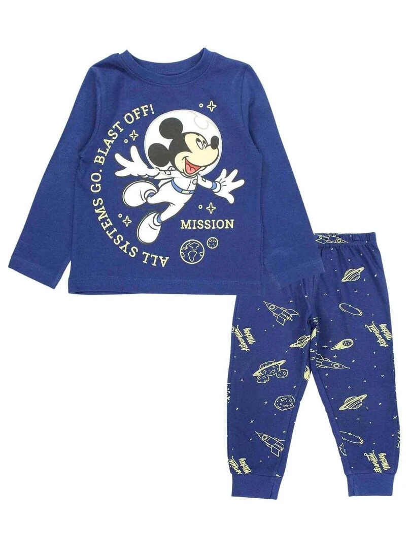 Disney Pyjama garçon imprimé Mickey en coton Bleu marine