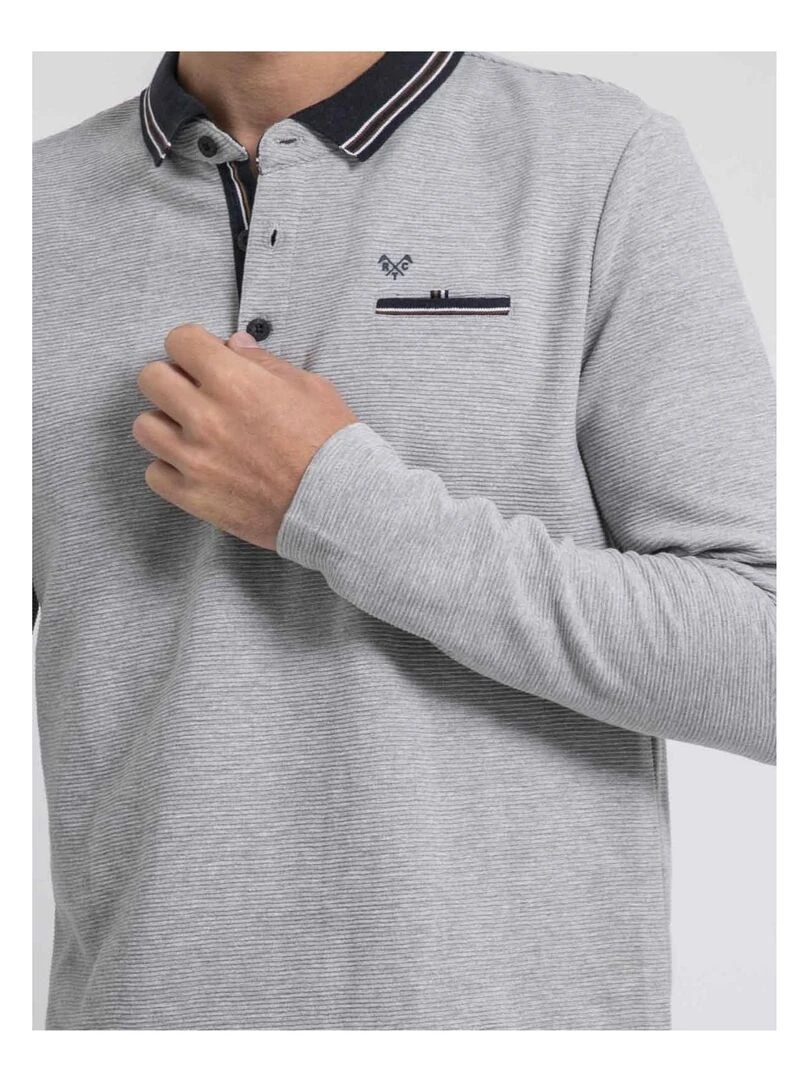Polo manches longues pur coton POMEDUSE   Gris