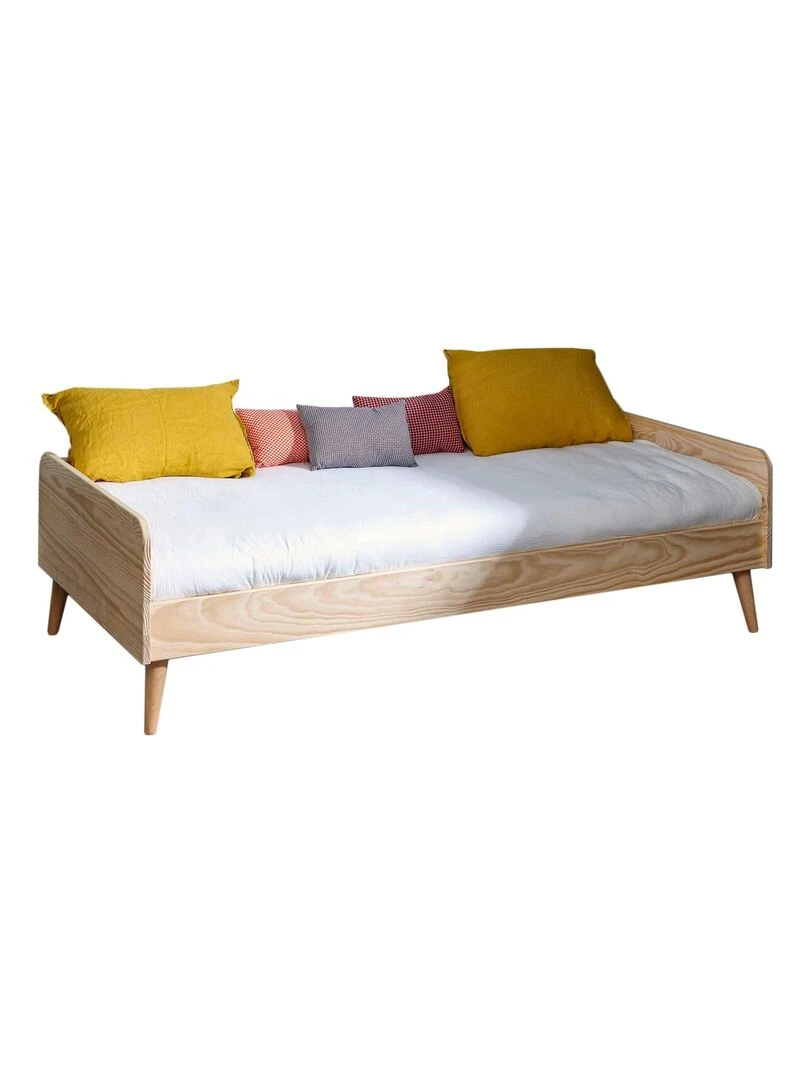 Lit avec barrière et pieds Harpe AKITEN RETAIL Marron