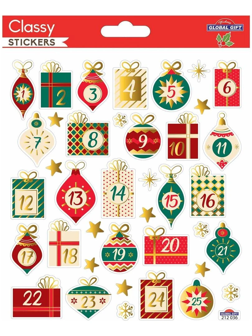 Stickers Calendrier de l'Avent Cadeaux de Noël N/A