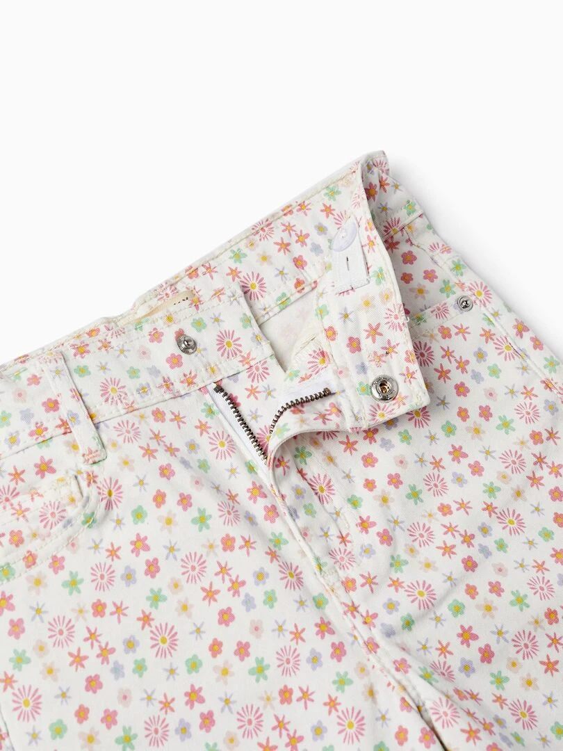 Pantalon en sergé à motif floral pour fille 'Wide Leg'  THE WAVE TRIBE   Blanc
