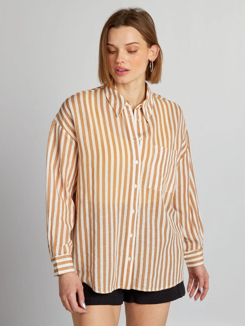 Chemise rayée   Marron