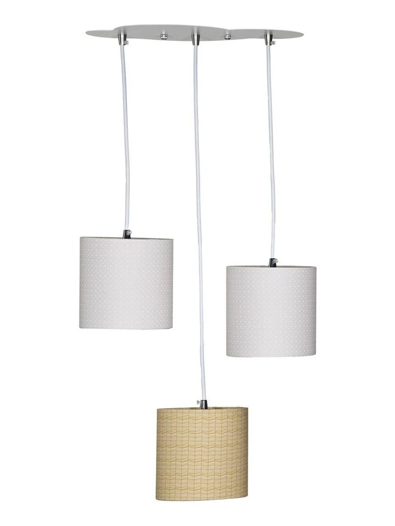 Suspension Lumineuse Trio Plafonnier en coton beige SAUTHON Beige