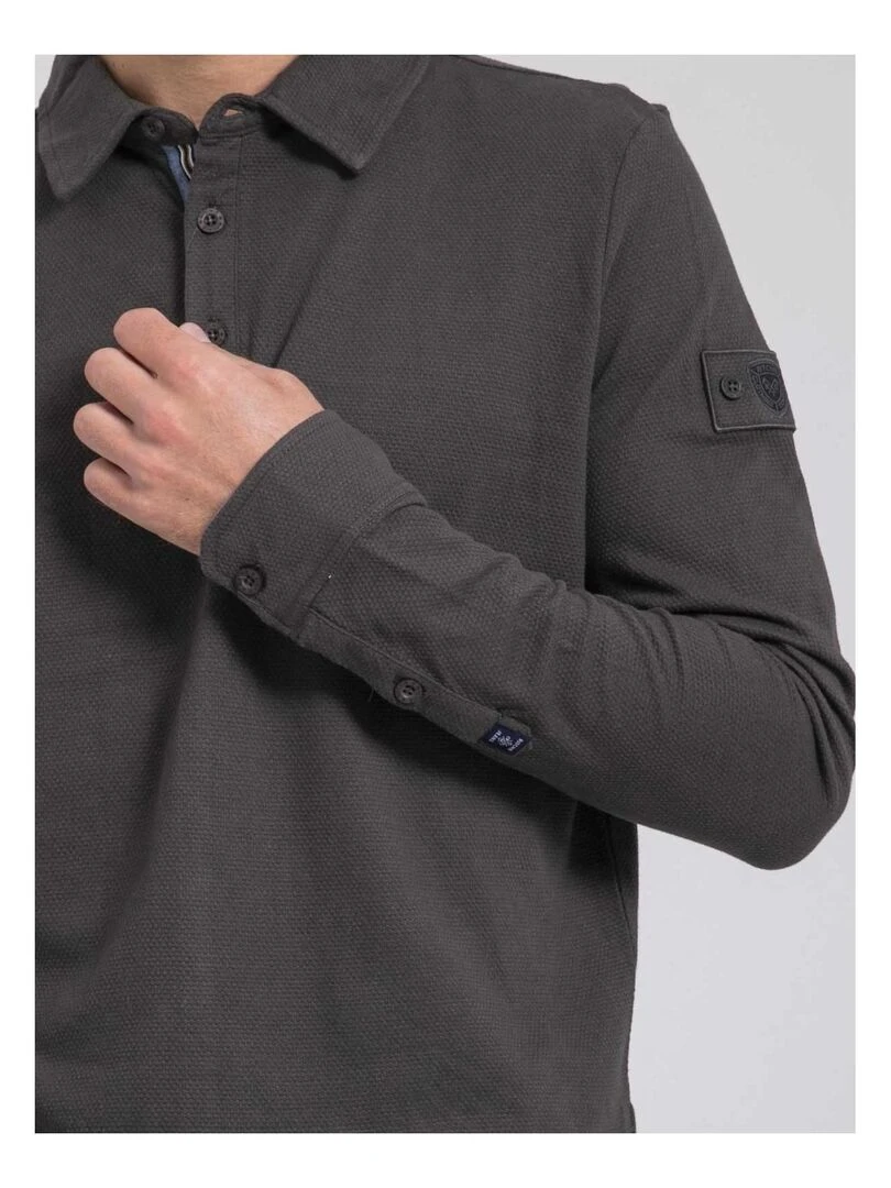 Polo manches longues pur coton PILKA   Gris