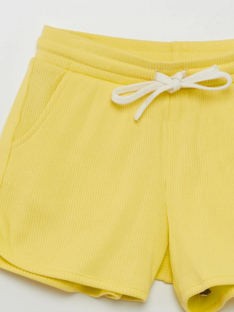Short côtelé avec liens à nouer   jaune