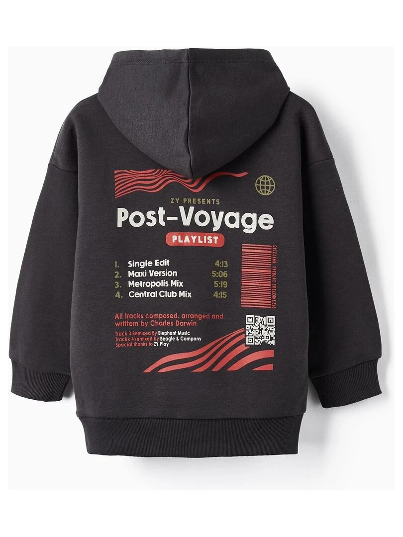 Sweat à capuche pour garçon 'Post Voyage' DISCOVER THE WORLD Gris foncé