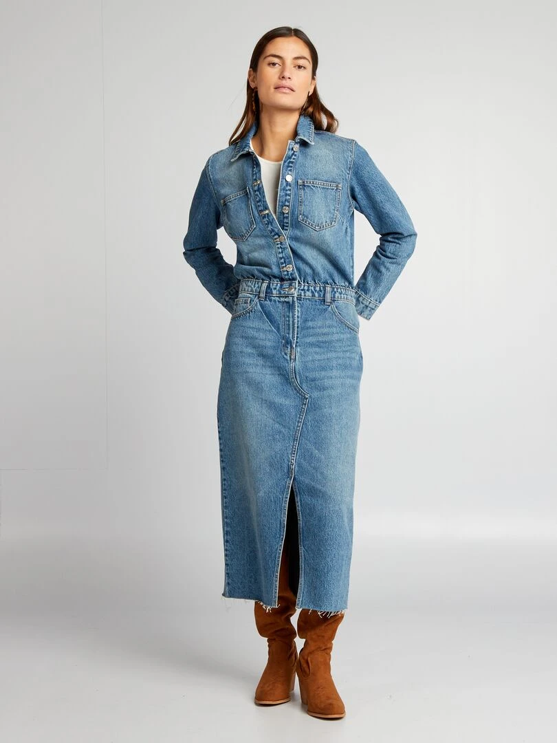 Robe longue en jean Bleu