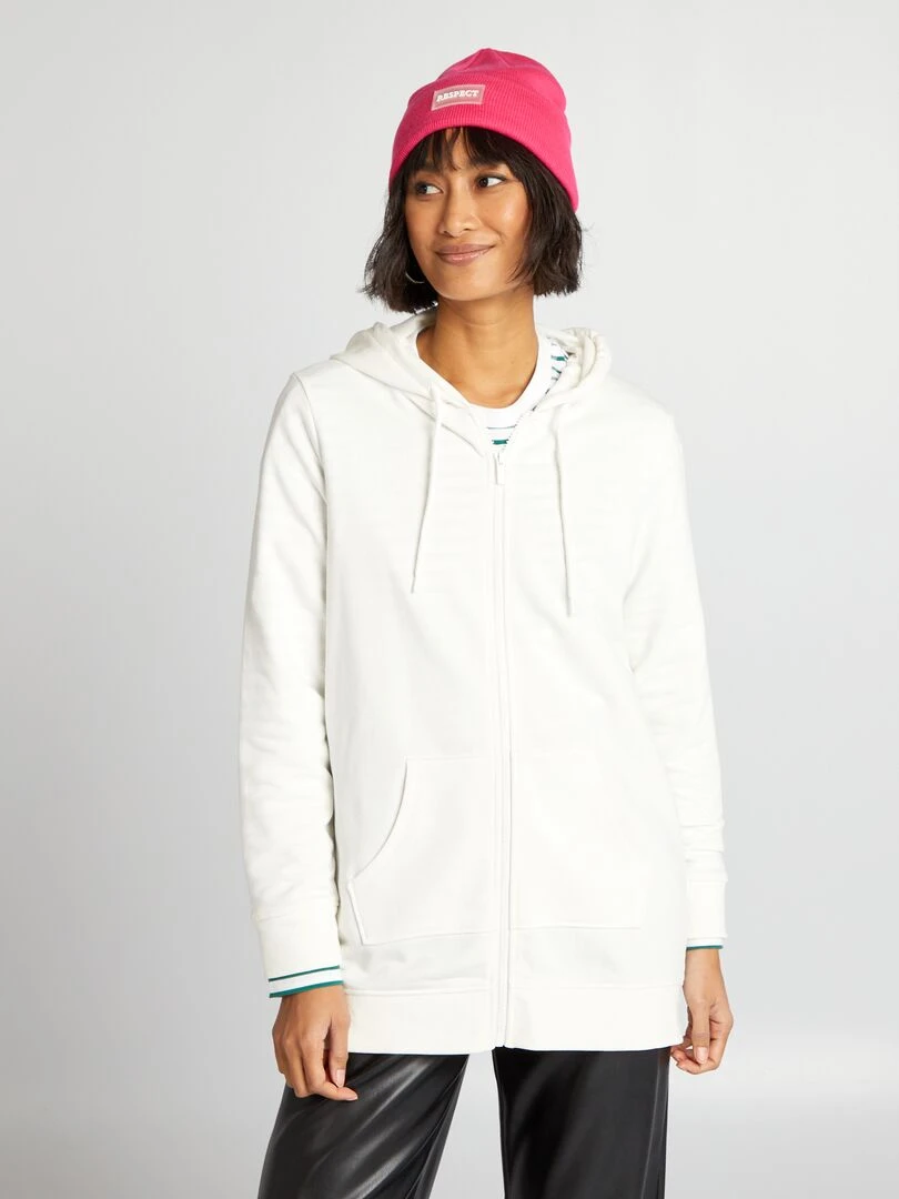 Sweat zippé à capuche   Blanc