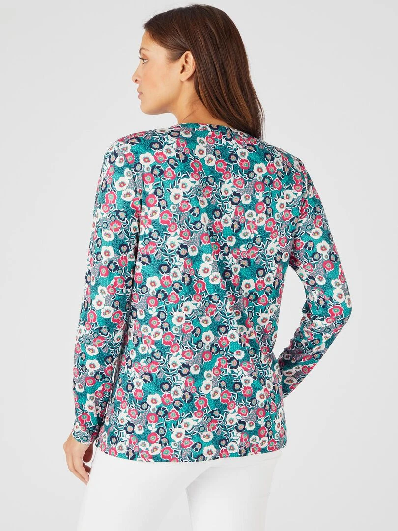 Tee shirt avec jeux de plis et de jours échelle   Damart   Vert