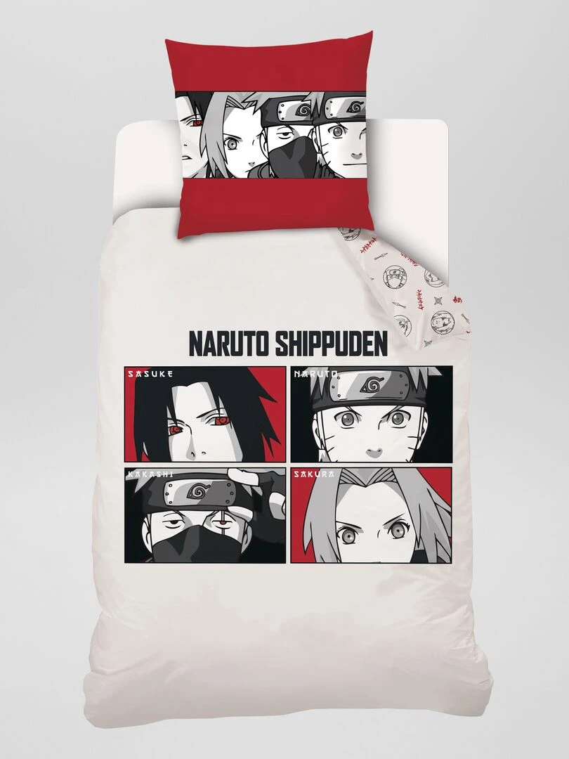 Parure de lit 'Naruto' 1 personne Blanc/rouge
