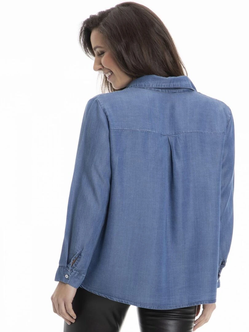 Chemise col italien CHANY   Gérard Pasquier   Bleu