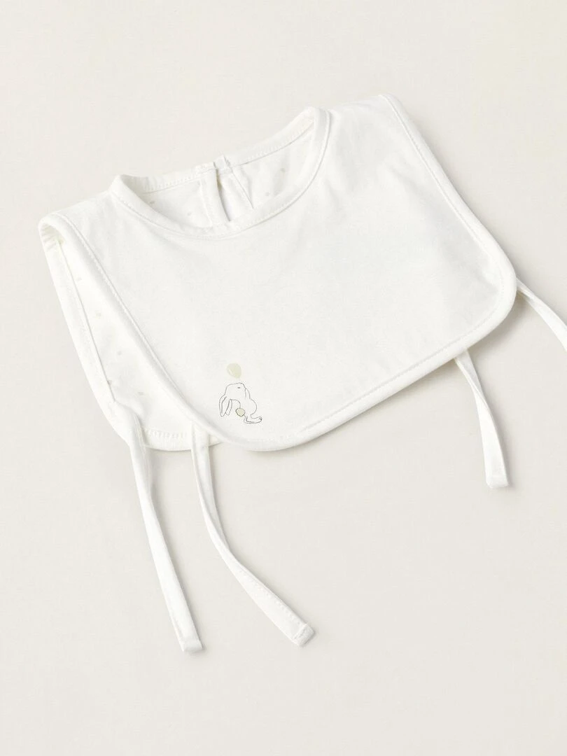 Combinaison en velours + Bavoir pour Nouveau né 'Lapin' manches longues EARLY BLOOM   Beige clair