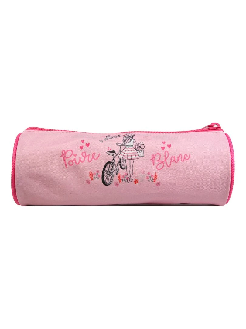BAGTROTTER Trousse scolaire ronde Poivre Blanc Rose   Rose