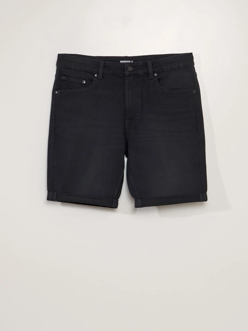 Bermuda slim en jean à 5 poches Noir
