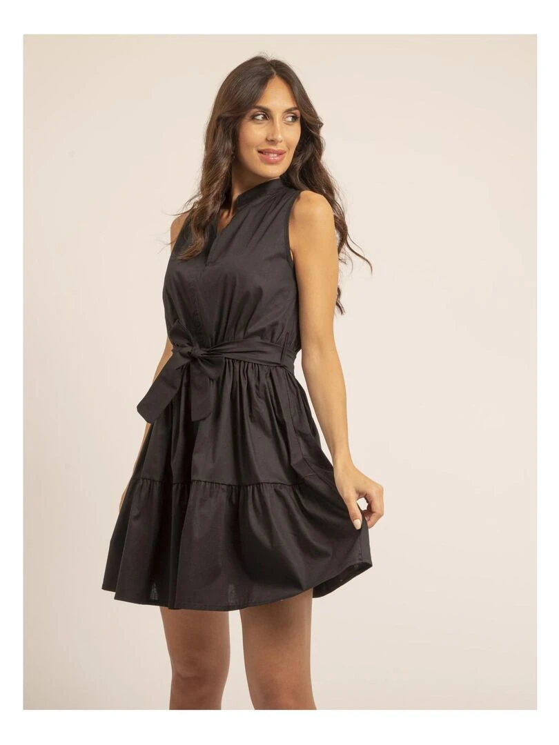 Robe courte sans manches ISOLINA Noir