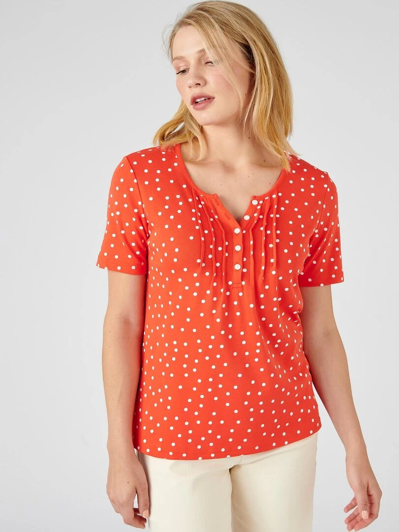 T shirt fine côte pur coton Damart Orange