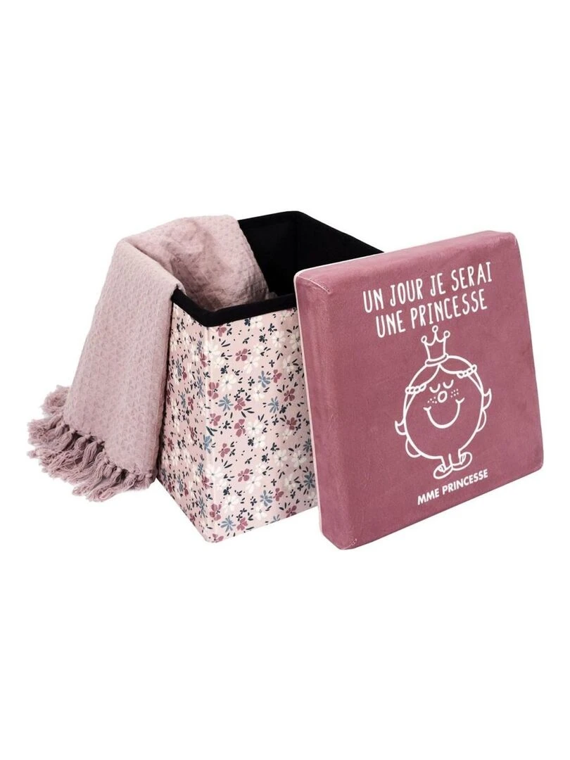Coffre pouf pliable Madame Princesse Rose