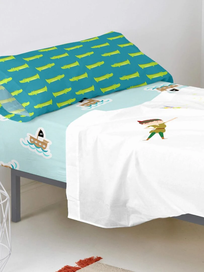 Drap housse Flying boy "Happyfriday" Blanc