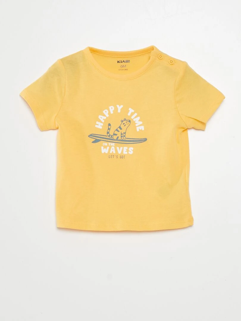 T shirt manches courtes imprimé Jaune