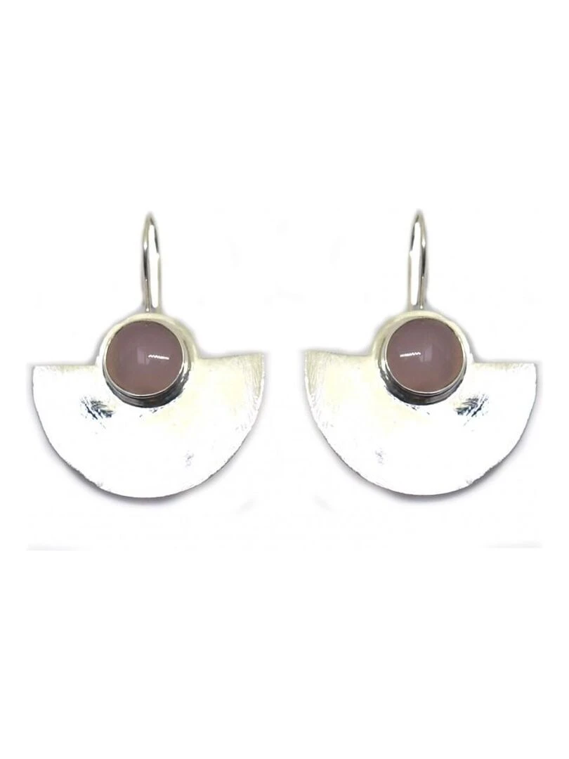 Boucles d'oreille argent brossé & quartz Bijoucolor Argent