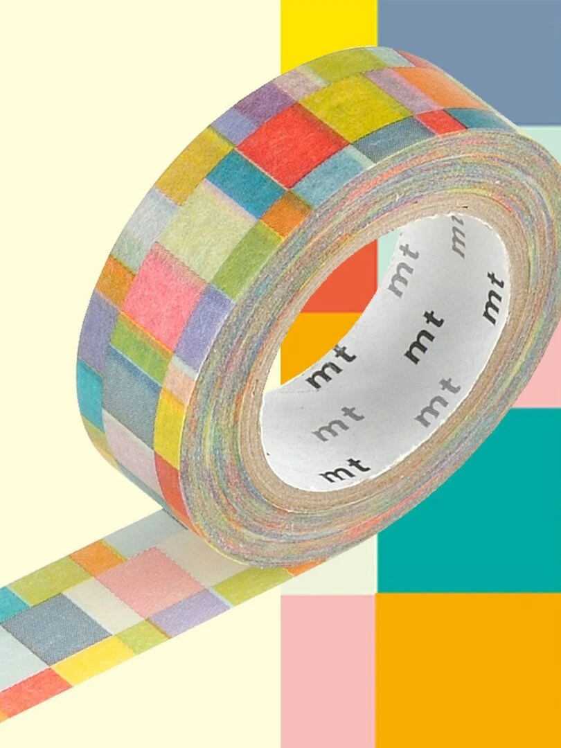 Masking tape mosaïque couleurs vives 1 5 cm x 7 m N/A