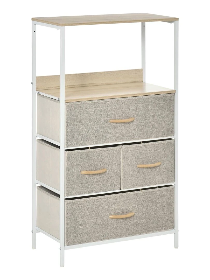 Commode 4 tiroirs 58 x 29 x 103 cm gris Gris