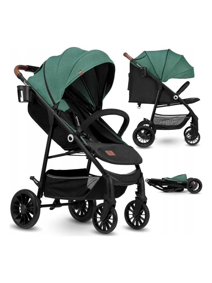 LIONELO Zoey Poussette bébé compacte Buggy De 6 à 36 mois Capote XXL Vert Noir Vert