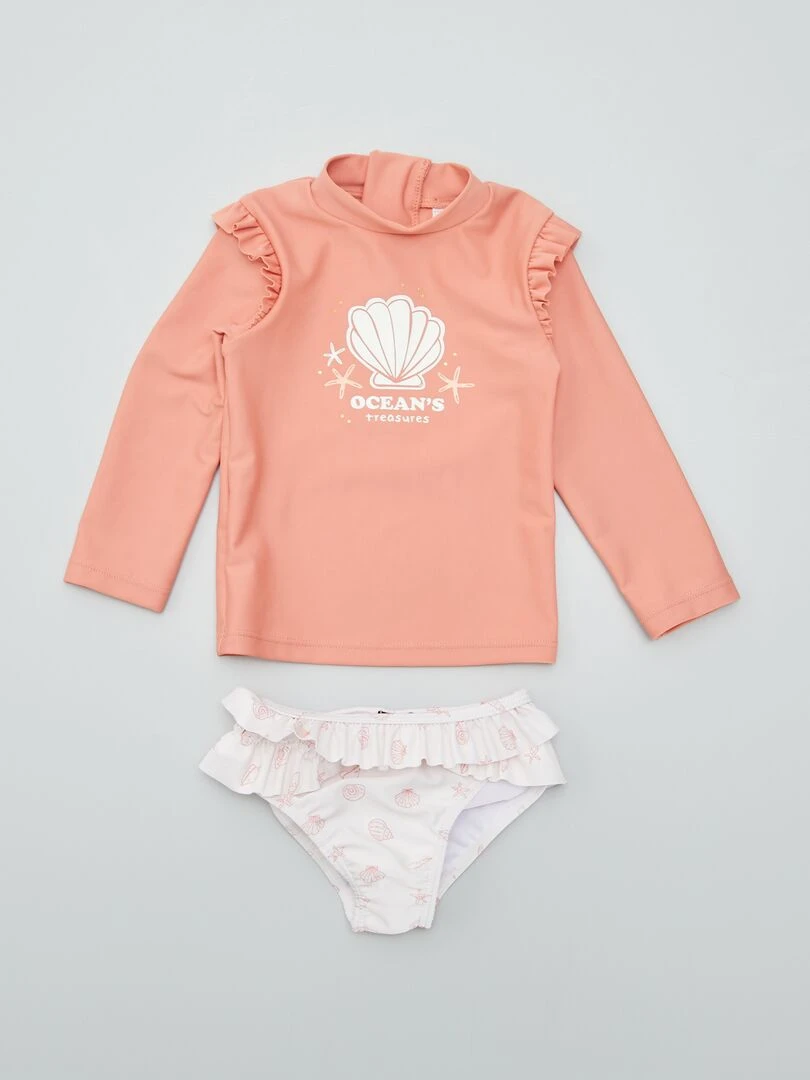 T shirt + culotte de bain 2 pièces Orange