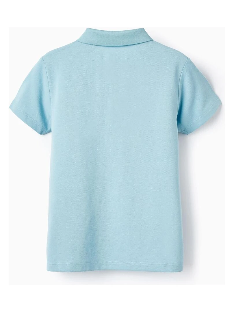 Polo En Piqué De Coton Pour Garçon manches courtes Bleu clair