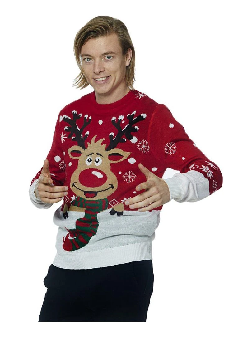 Pull de Noël "Rudolph"   100% coton BIO   Rouge