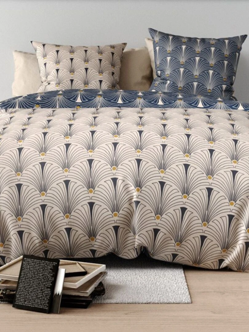 Housse de couette 240x220 Pam + 2 taies 100% coton 57 fils   Bleu