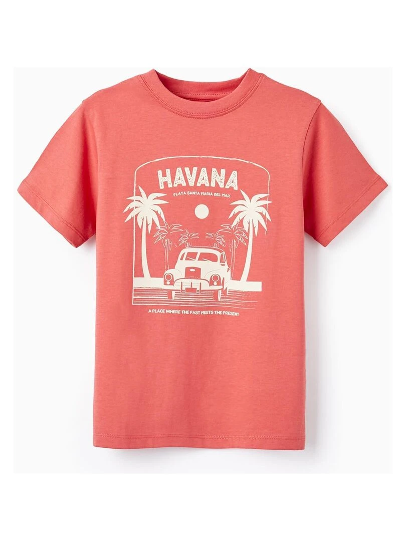 T Shirt De Coton Pour Garçon 'Havana' manches courtes Rose