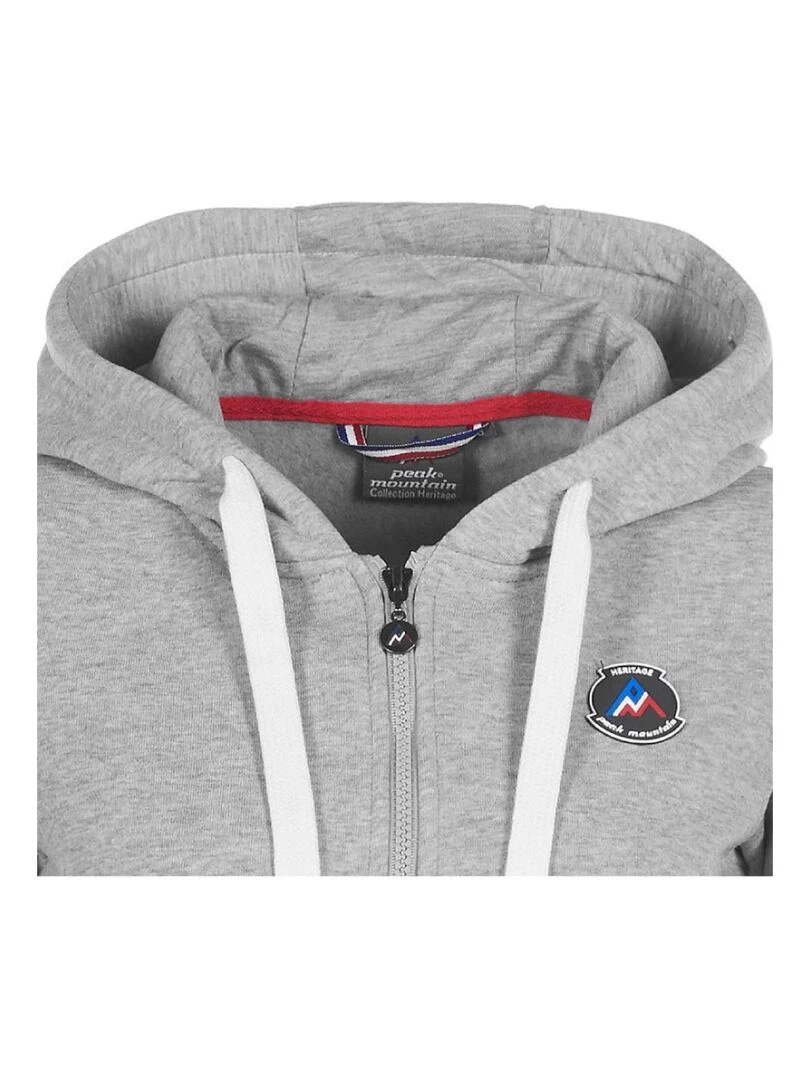 Sweat molleton zippé à capuche femme APILOT   Gris