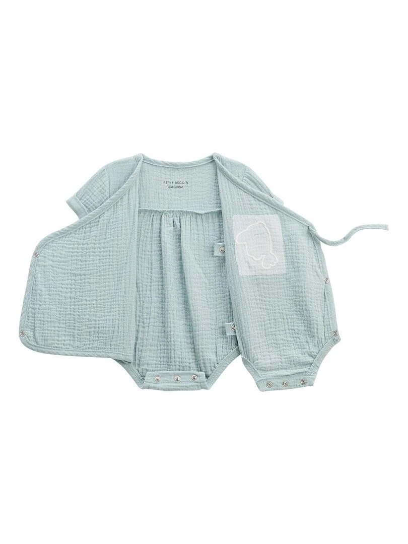 Body bloomer bébé manches courtes bleu ouverture croisée Kimi   Bleu