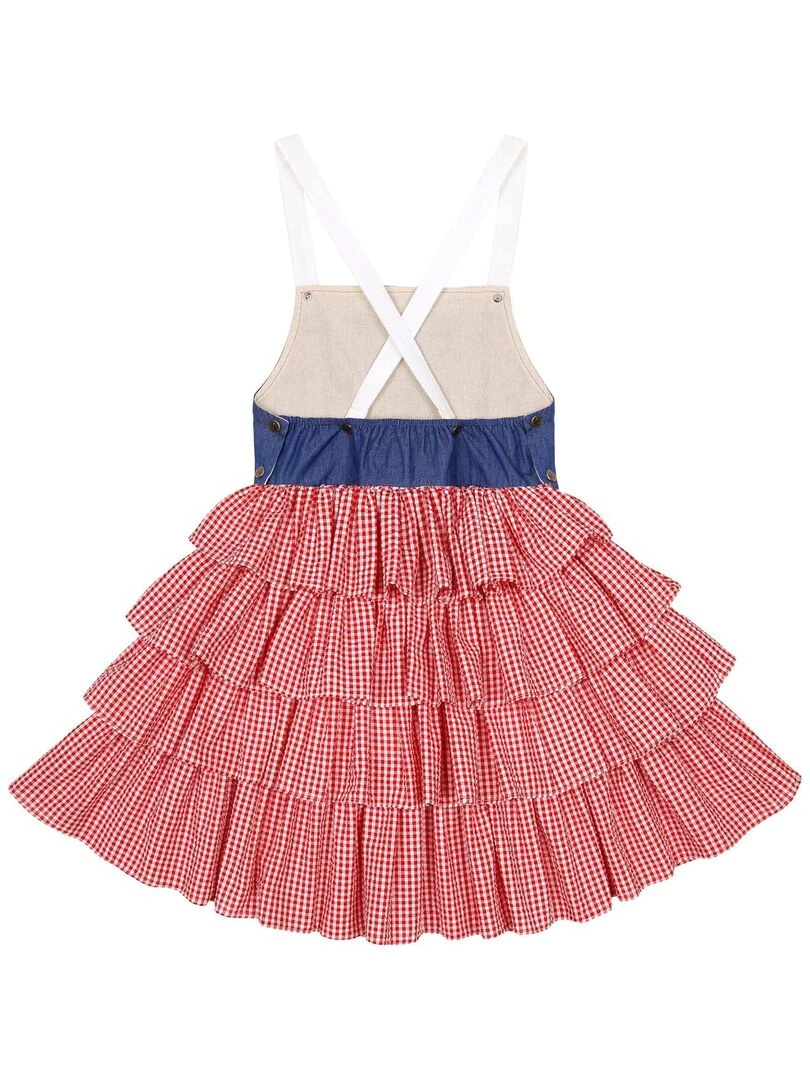 Robe Salopette Été Fille  Carrx Vichy Rose Foncé  GIGI   'LA FAUTE A VOLTAIRE'   Bleu Rouge