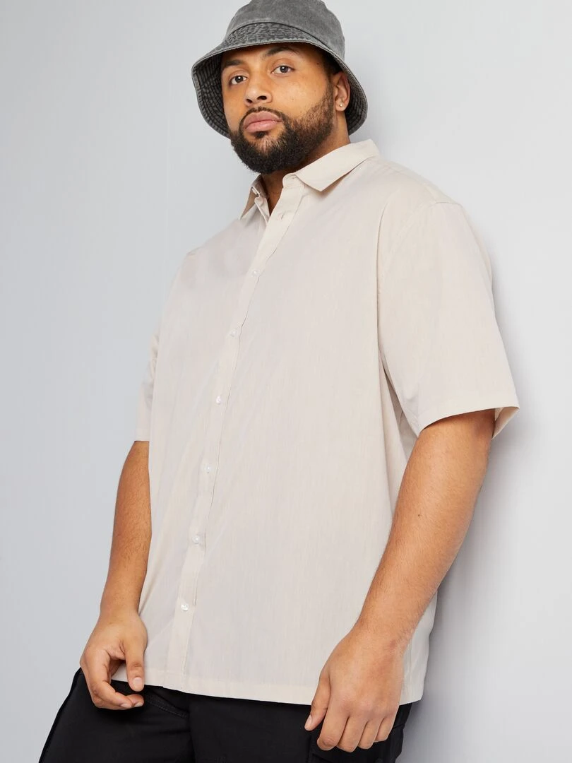 Chemise en popeline manches courtes Blanc