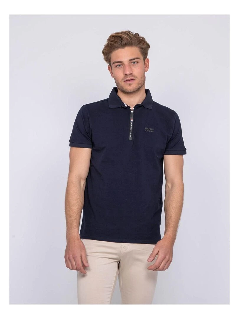 Polo stretch zip PAXTON Bleu marine