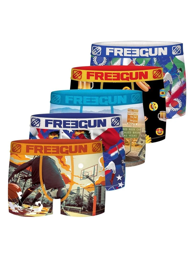 Pack Surprise de 5 Boxers microfibre garçon Freegun Bleu