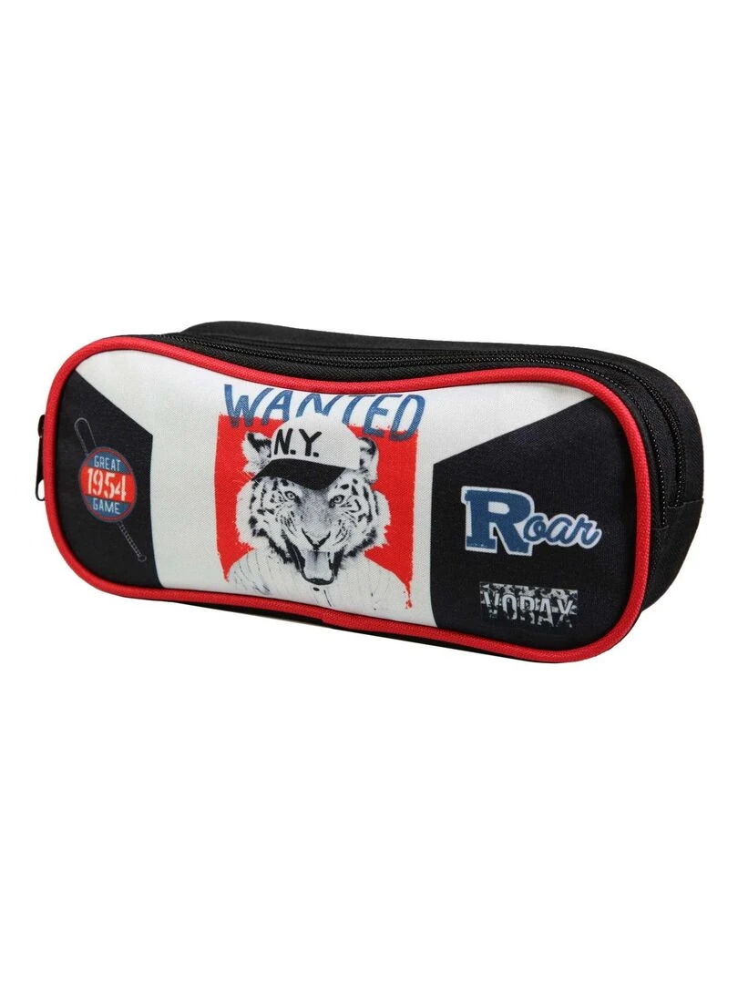 BAGTROTTER Trousse scolaire 2 compartiments Vorax Tigre Noire Noir
