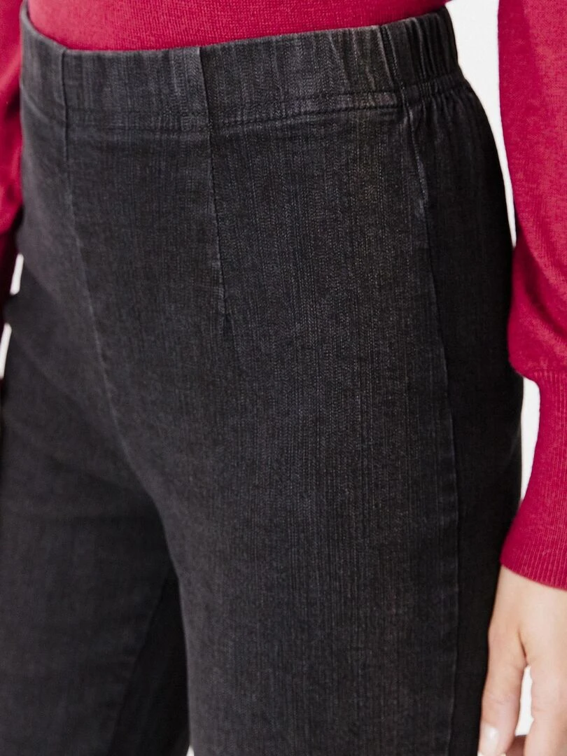Pantacourt jean effet ventre plat extensible   Damart   Noir