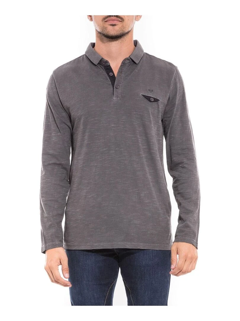 Polo manches longues en coton PEANUTS Gris