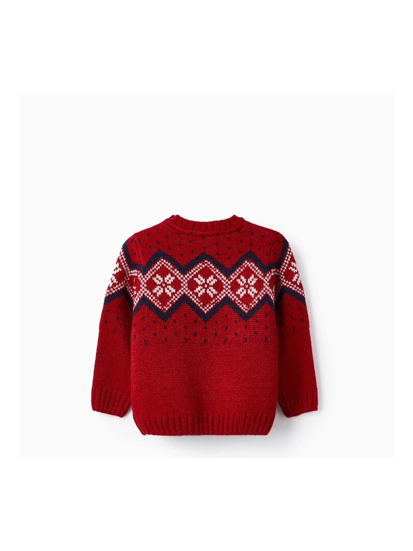 Pull en Maille Jacquard pour Bébé Garçon   NOËL   Rouge