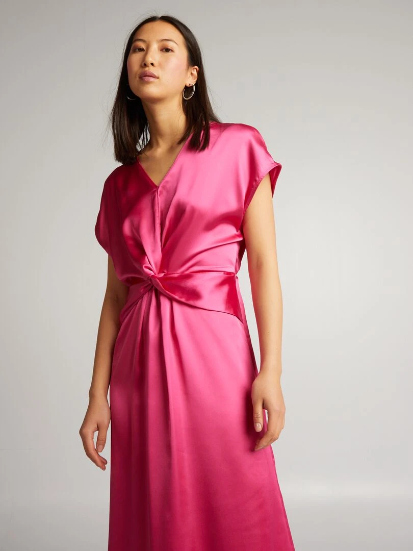 Robe longue satinée   Rose