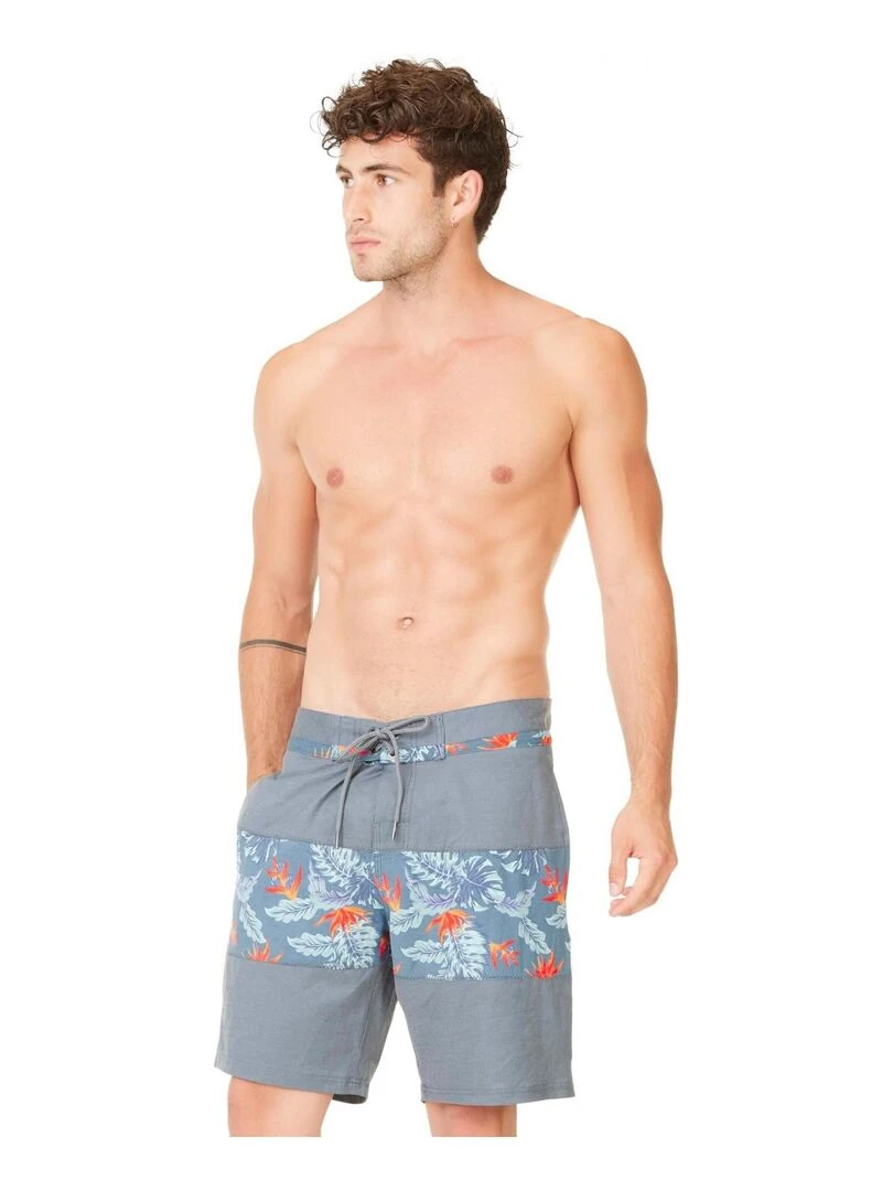 Boardshort long homme touché coton Flow Freegun Gris