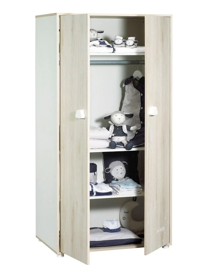 Armoire 2 portes 168x85x57cm en bois BABYPRICE Beige