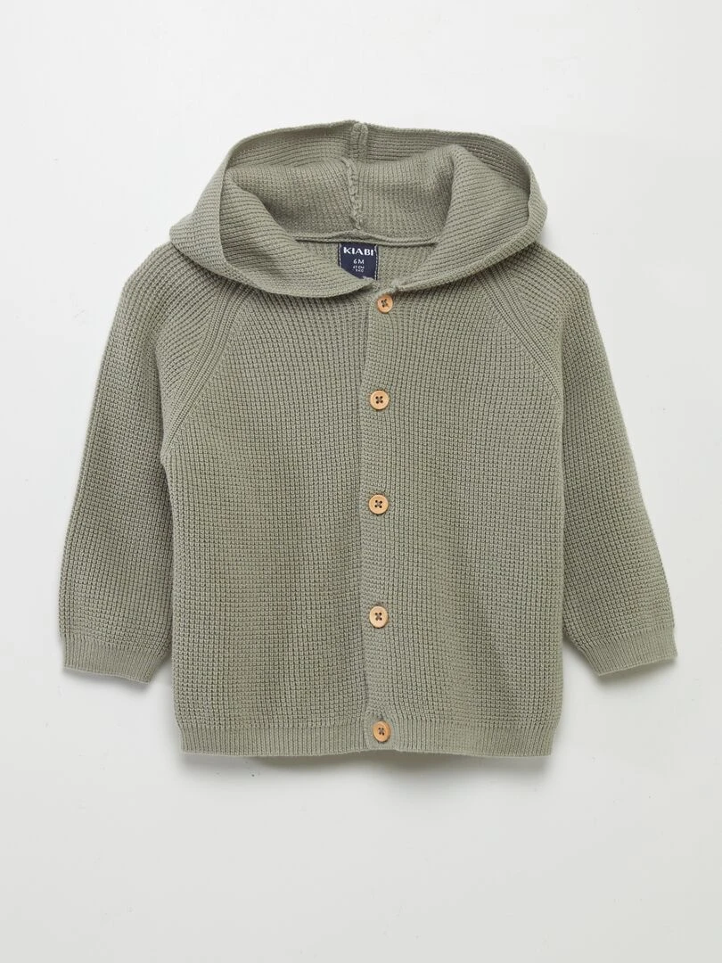 Gilet à capuche en maille tricot Vert