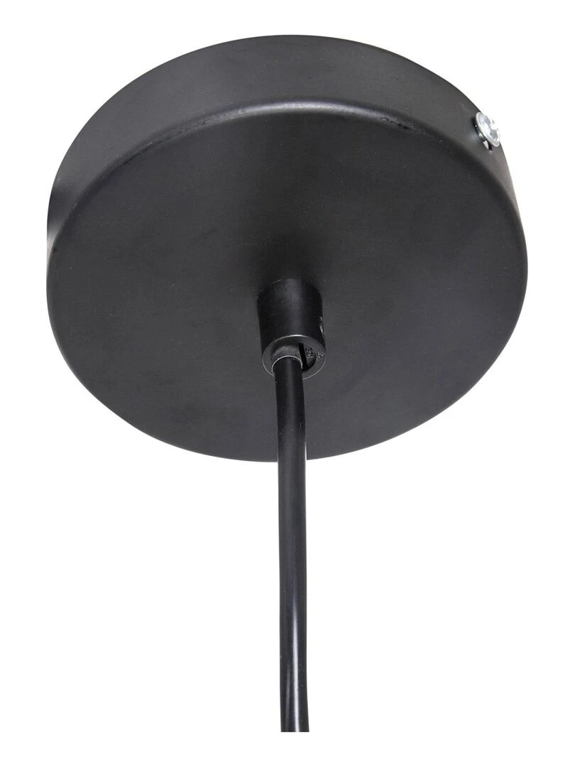 Suspension cloche en métal et bois   Noir