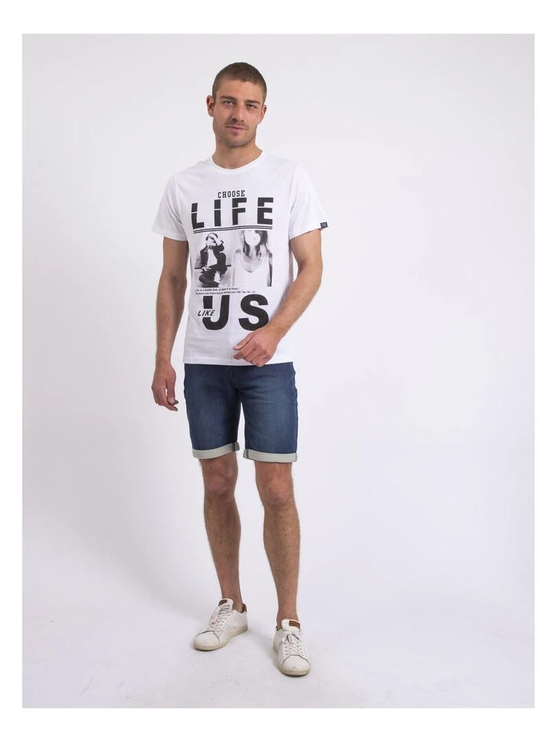 T shirt col rond NIXIROCK   Blanc