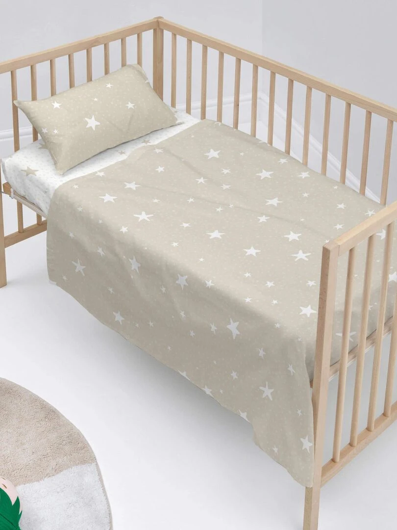 Parure de lit 2 pièces Little star Lit Bébé "Happyfriday" Beige